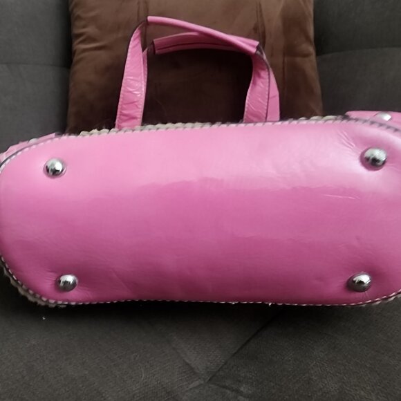 Coach Wicker & Pink patent leather Trim vacation tote - Picture 6 of 6